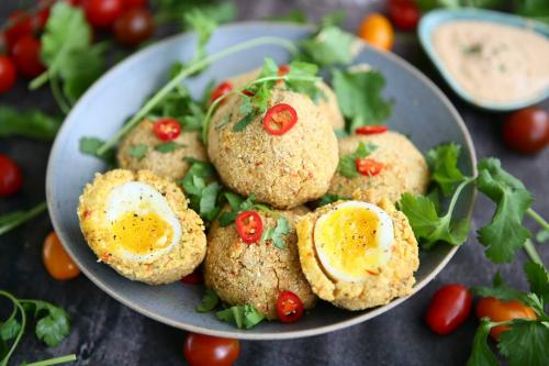 Baked Vegetarian Scotch Eggs with Falafel