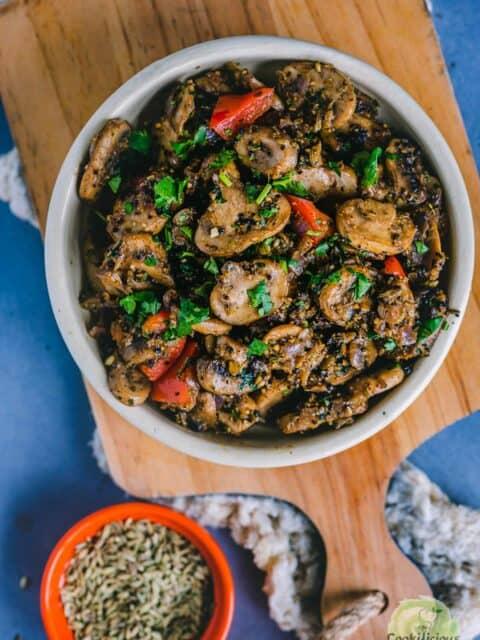 Indian Mushroom Pepper Fry | Mushroom Stir-Fry