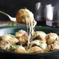 Crispy Chicken Parmesan Meatballs Stuffed with Mozzarella