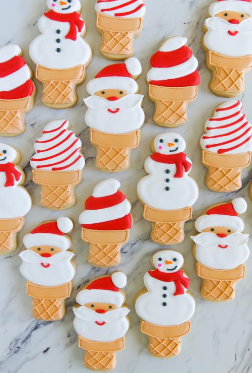 Christmas in July : Santa and Snowman Ice Cream Cookies